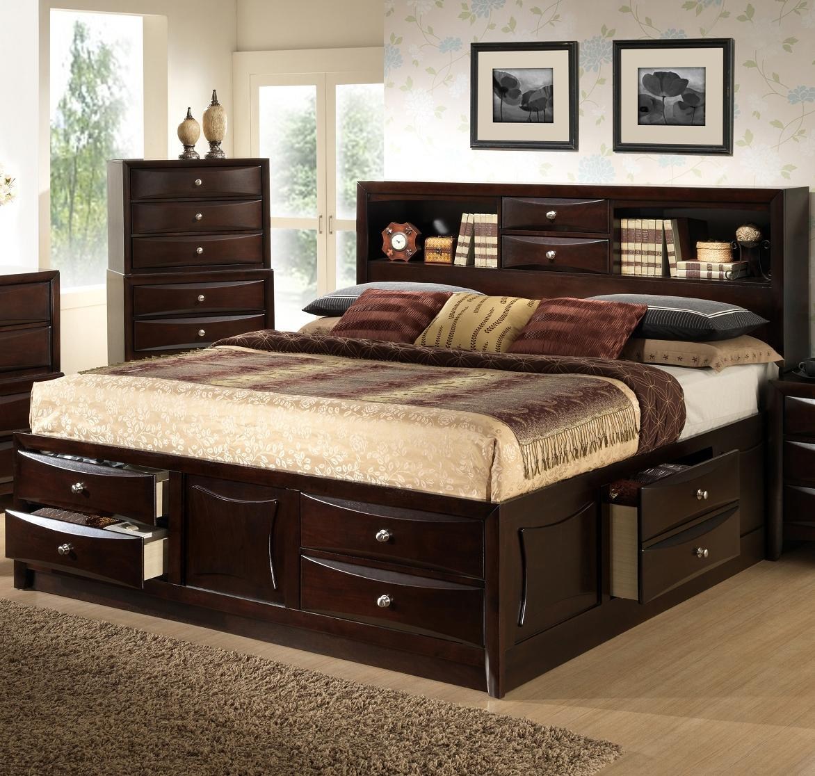 King Storage Bed With Bookcase Headboard: 2 in 1 Great Deal