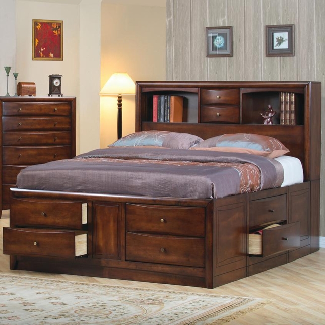 king storage bed with bookcase headboard hillary king size storage bed bookcase headboard coaster 200609ke RDKDCCM