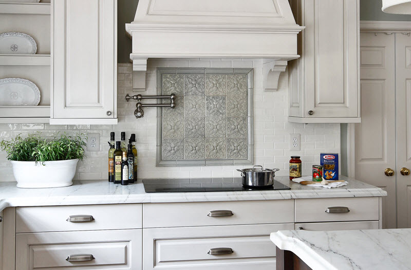 kitchen backsplash ideas with white cabinets ... geometric tile kitchen backsplash ASMFLDK