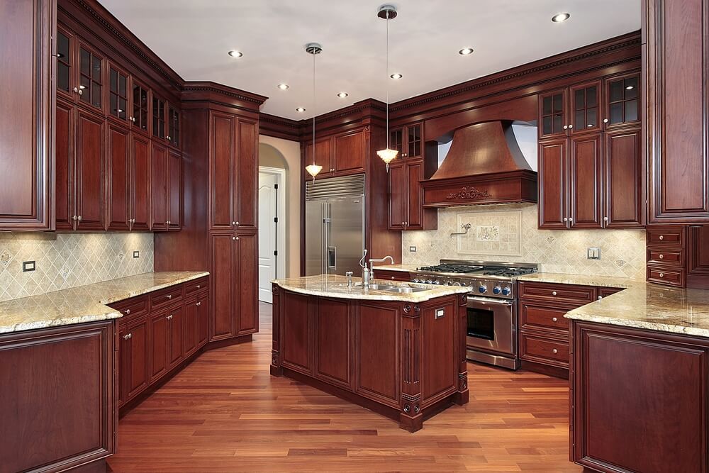 kitchen color schemes with cherry cabinets here we have another great example of cherry wood contrasting BXFCNON