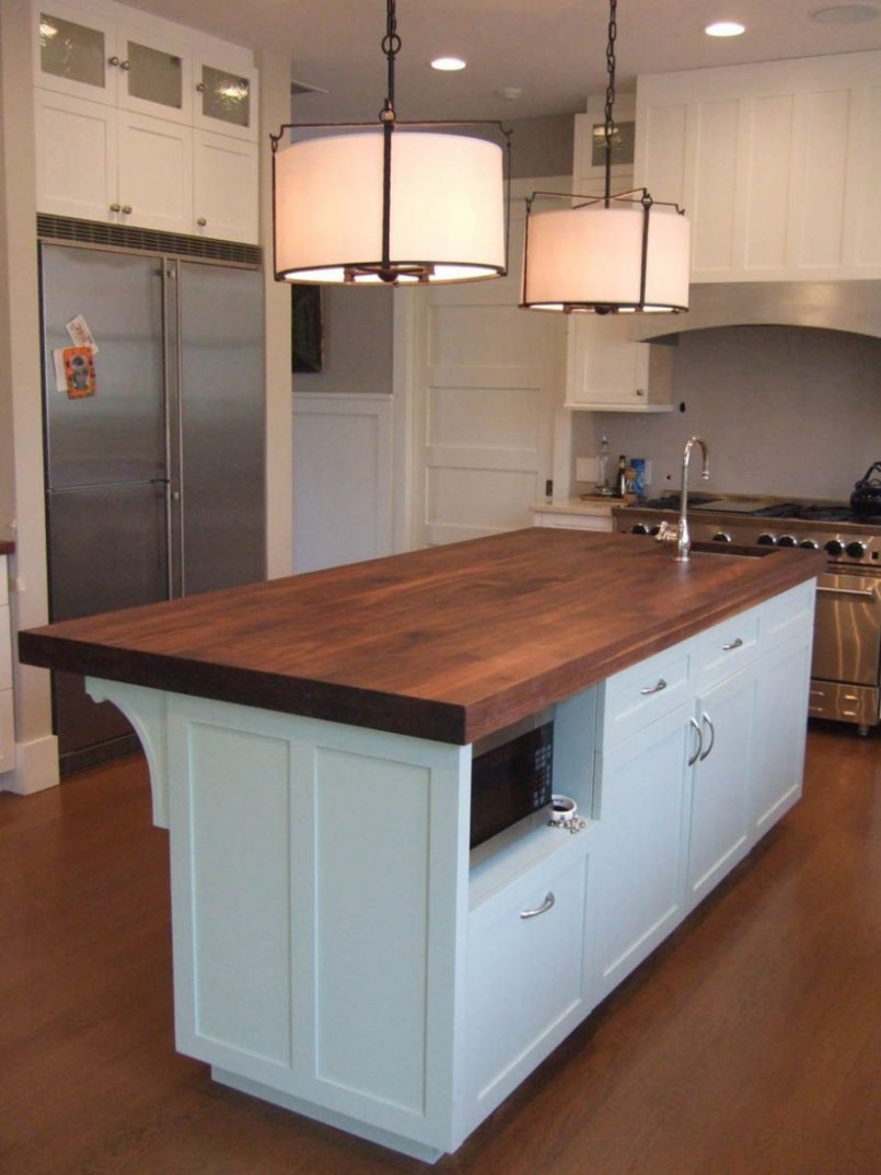 kitchen islands:white kitchen island with butcher block top - kitchen EQUDRYJ