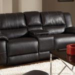 leather reclining loveseat with console made of leather in black SIBVSVL