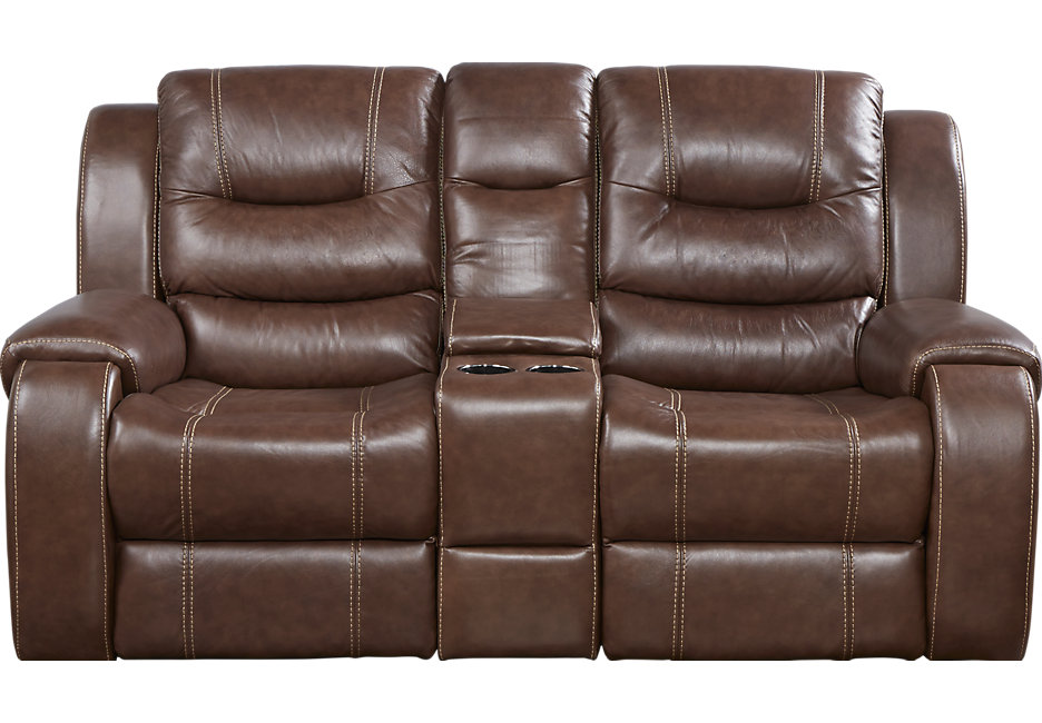 Best Buy Leather Reclining Loveseat with Console