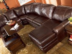 leather sectional sofa with chaise and recliner sherwood - genuine leather recliner sofa couch chaise sectional set IXPOABI