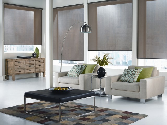 modern window treatments for living room window treatments. roller shades new york city modern-living-room XWKTGMX