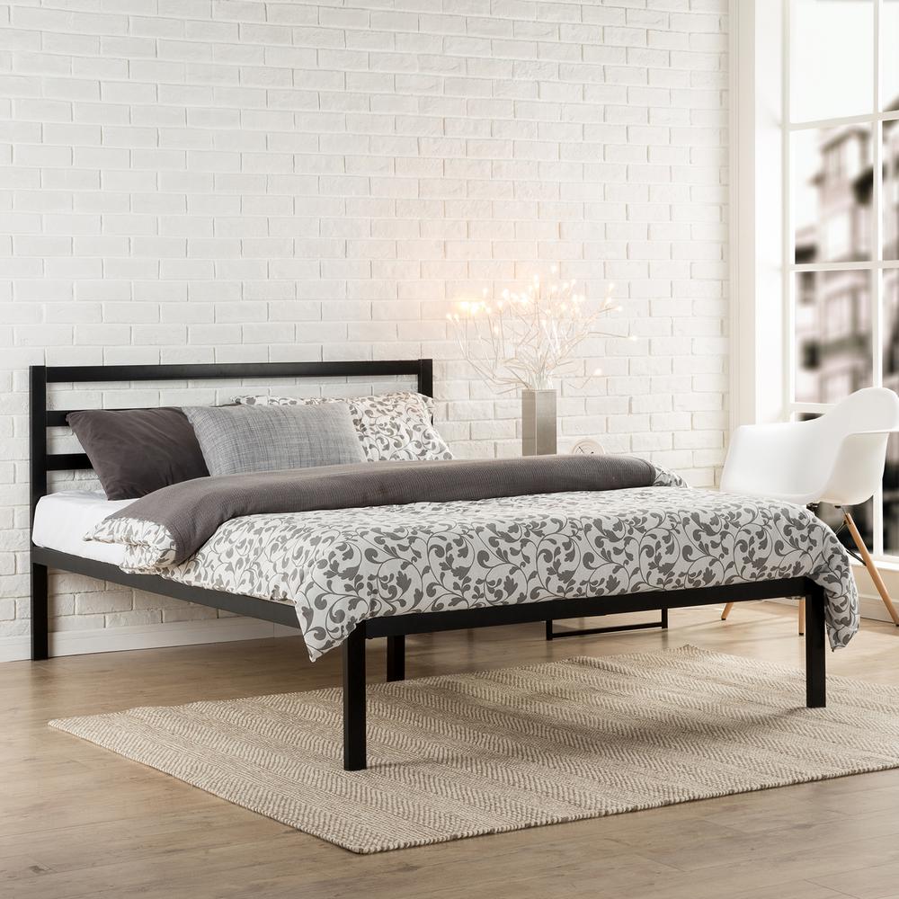 Contemporary Queen Platform Bed Frame with Headboard