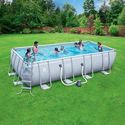 rectangular above ground swimming pools coleman 18u0027 x 9u0027 x 48 power steel rectangular frame VMQLJJE