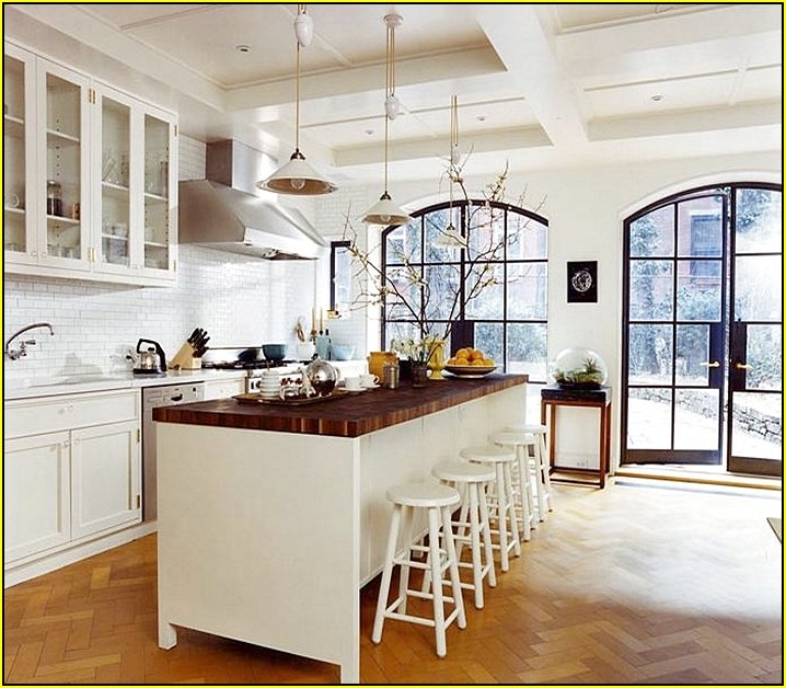 romantic white kitchen island with butcher block top home design JZMWBXY