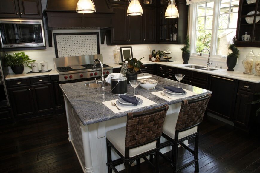 white kitchen cabinets with dark wood floors this kitchen features an almost black wooden flooring and cabinets. CAMRHIU