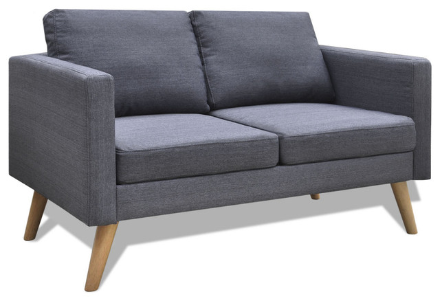 VidaXL 2-Seater Sofa Fabric, Dark Gray - Midcentury - Sofas - by vidaXL