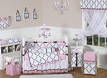 Amazon.com : Pink, Black and White Princess Baby Girl Bedding 9pc