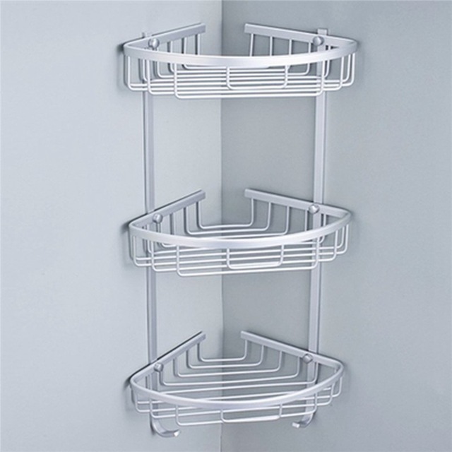 3 Sizes Space Aluminum Triangular Shower Caddy Shelf Bathroom Corner