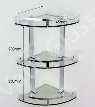 Bathroom Glass Corner Shelf/kitchen Glass Shelf / Three Layers Glass