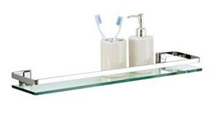 Organize It All Wall Mounting Bathroom Glass Shelf with Chrome