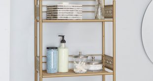 North Oaks Magnolia Bathroom Collection Wall Shelf, Gold Cpbs1151