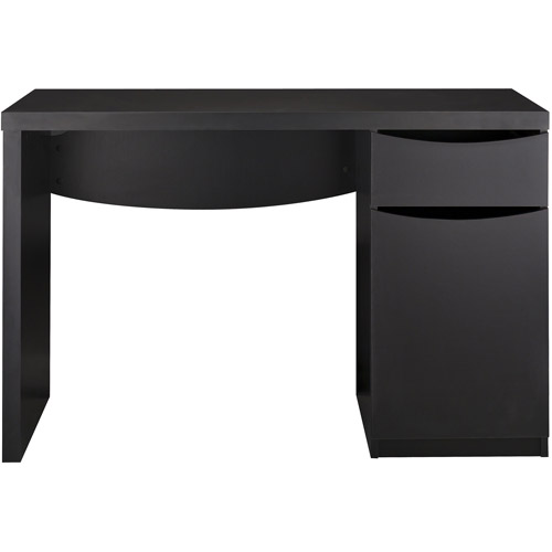 Flash Furniture Cassini Glass Top Computer Desk with Wheels, Black