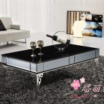 metal coffee table /coffee table for living room/black glass coffee