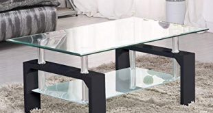 Amazon.com: SUNCOO Coffee Table Glass Top with Shelves Home