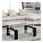 Amazon.com: Modern Rectangular Black Glass Coffee Table Chrome Shelf