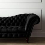 Black Recamier Leather Sofa 90.25