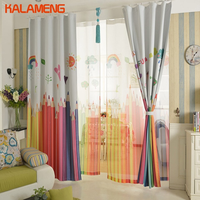 Korean Children Girls Drapes Colors Kids Curtain Bedroom Cartoon