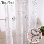 Topfinel Cotton Linen White Ready Made Cheap Embroidered Sheer