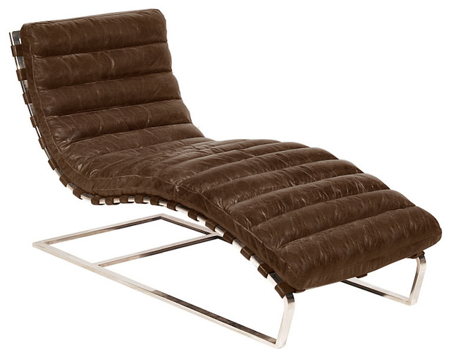 Oviedo Leather Chaise Lounge - Contemporary - Indoor Chaise Lounge