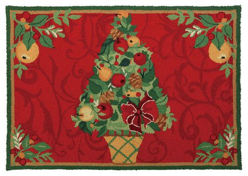 Christmas Rugs - Della Robia Topiary Sally Eckman Roberts