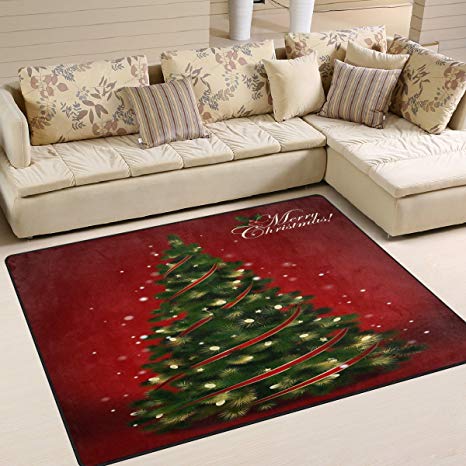 Amazon.com: ALAZA Red Merry Christmas Tree Area Rug Rugs for Living