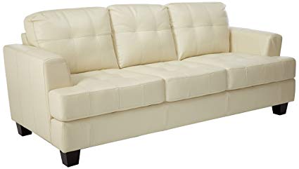 Amazon.com: Samuel Leather Sofa Cream: Kitchen & Dining