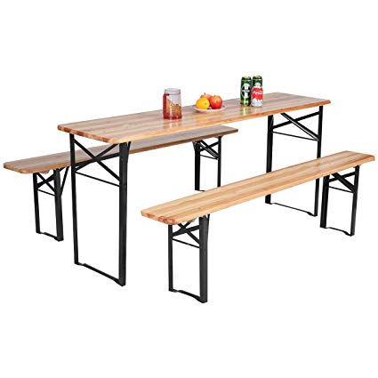 Amazon.com: Giantex 3-Piece Portable Folding Picnic Beer Table with