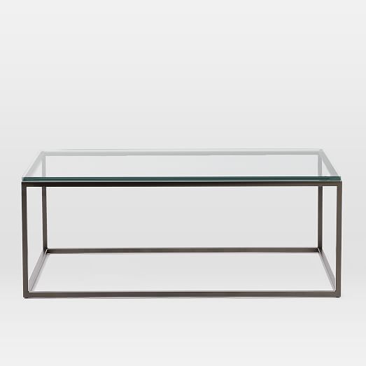 Box Frame Coffee Table - Glass/Antique Bronze | west elm