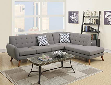 Amazon.com: Modern Retro Sectional Sofa (Gray): Kitchen & Dining