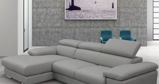 Nicoletti Lipari Grey Leather Sofa Chaise, Left-facing | Costco UK