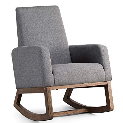 Amazon.com: Giantex Upholstered Rocking Chair Modern High Back