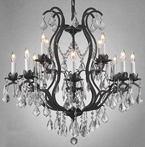 Wrought Iron Crystal Chandelier Lighting Chandeliers H30