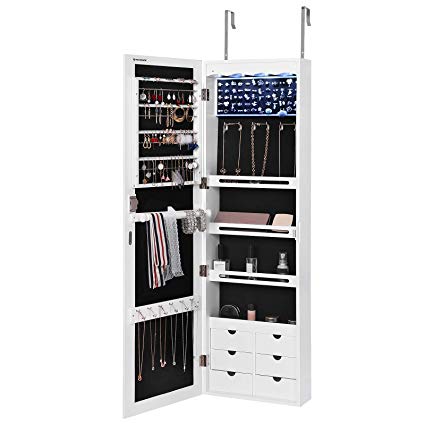 Amazon.com: SONGMICS LED Jewelry Cabinet Armoire with 6 Drawers