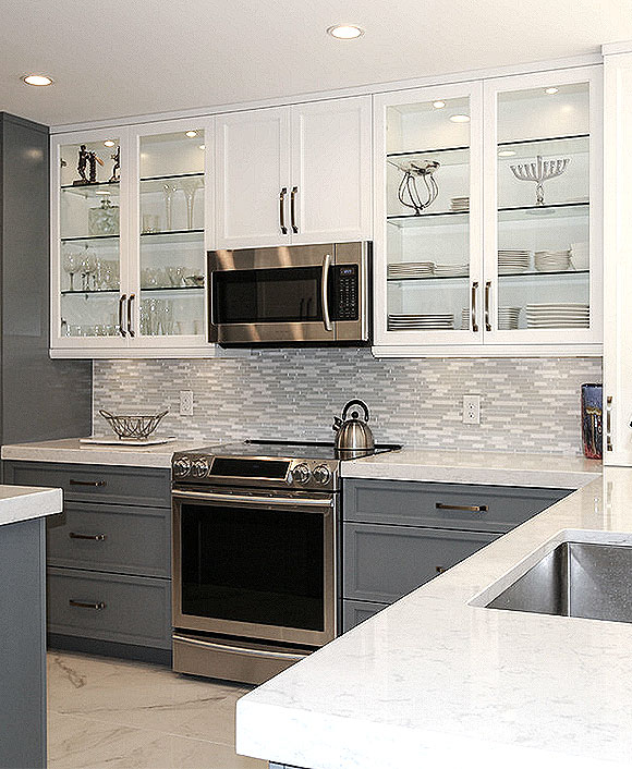 MODERN White Marble Glass Kitchen Backsplash Tile | Backsplash.com