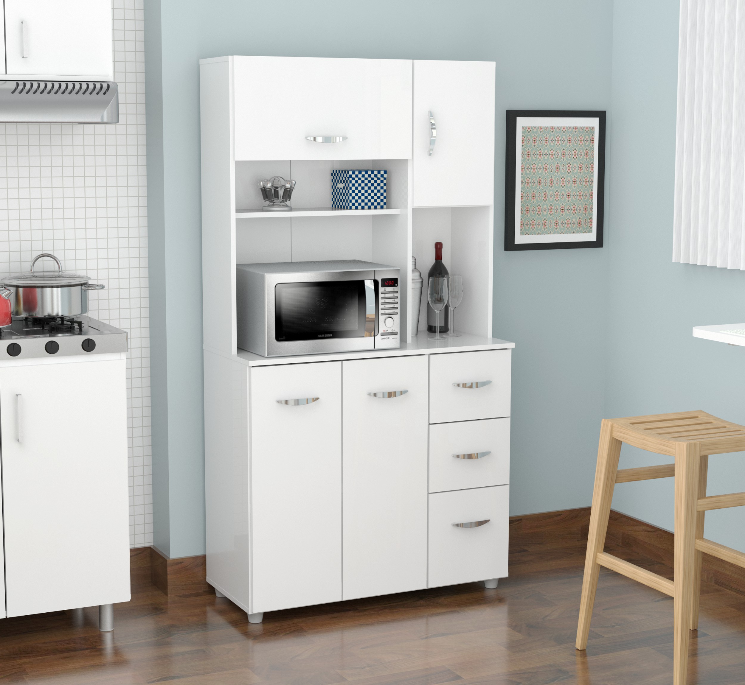 Inval Modern Laricina-white Kitchen Storage Cabinet - Walmart.com