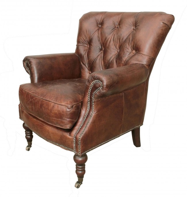 Lauren Leather Tufted Club Chair