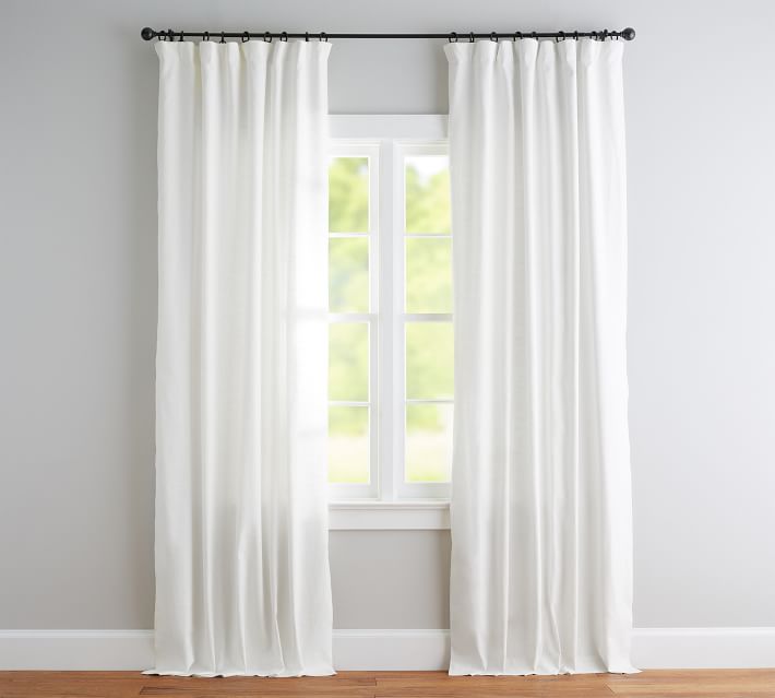 Emery Linen Pole-Pocket Blackout Curtain | Pottery Barn