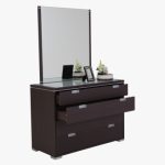 Burband Dresser with Mirror | Black/Oak | MDF