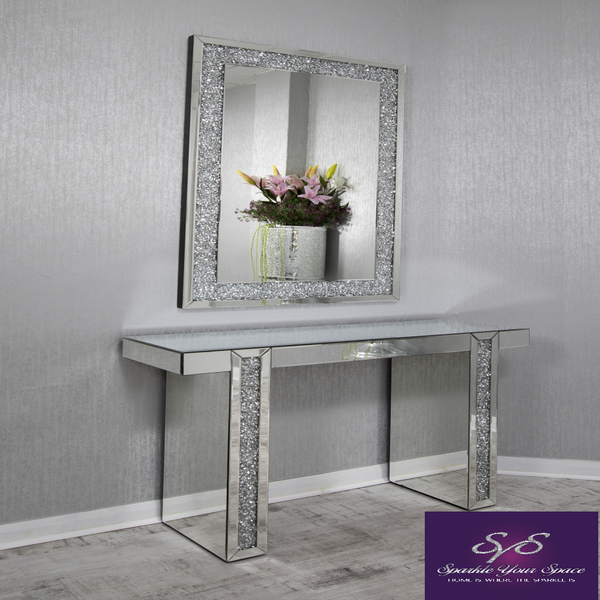 Mirrored Console Table with Diamond Crush Detail Legs. u2013 Sparkle