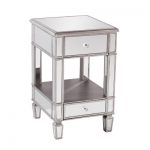 Aiden Lane Warakin Mirrored Side Table Brushed Matte Silver With