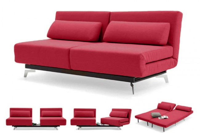 Red Modern Sleeper Sofa | Apollo Red Futon Couch | The Futon Shop