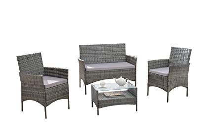 Amazon.com : Modern Outdoor Garden, Patio 4 Piece Seat - Grey, Dark