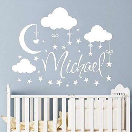 Amazon.com: Name Wall Decal Boy Clouds Nursery Decals Moon Decal