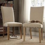 Amazon.com - Aberdeen Beige Upholstered Nail head Parson Chair (Set
