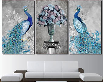Peacock wall art | Etsy