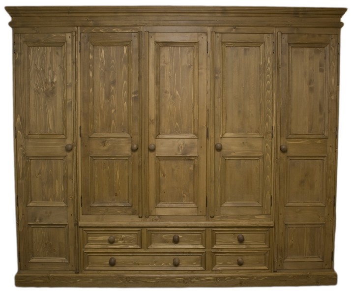 Solid Wood Interiors u003e Solid pine wardrobe 5 doors and 5 drawers